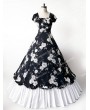 Rose Blooming Black and White Floral Classic Gothic Victorian Dress
