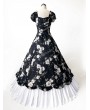 Rose Blooming Black and White Floral Classic Gothic Victorian Dress