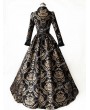 Rose Blooming Black and Gold Queen Style Gothic Victorian Ball Gown Dress
