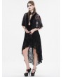 Eva Lady Black Gothic Floral Lace Pattern Faux Fur Trim Cape for Women