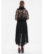 Eva Lady Black Gothic Floral Lace Pattern Faux Fur Trim Cape for Women