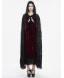 Eva Lady Black Gothic Gorgeous Embroidery Hooded Long Cape for Women