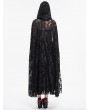 Eva Lady Black Gothic Gorgeous Embroidery Hooded Long Cape for Women