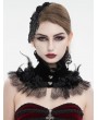 Eva Lady Black Gothic Floral Feather Lace Trim Collar for Women