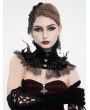 Eva Lady Black Gothic Floral Feather Lace Trim Collar for Women