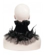 Eva Lady Black Gothic Floral Feather Lace Trim Collar for Women