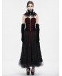 Eva Lady Black and Red Gothic Victorian Velvet Corset Top for Women