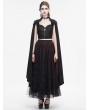 Eva Lady Black Gothic Cross Embellished Long Cape Sleeve Short Jacket for Women