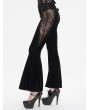 Eva Lady Black Gothic Retro Lace Applique Velvet Flared Pants for Women