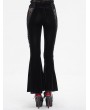 Eva Lady Black Gothic Retro Lace Applique Velvet Flared Pants for Women