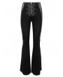Eva Lady Black Gothic Retro Lace Applique Velvet Flared Pants for Women