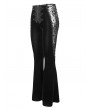 Eva Lady Black Gothic Retro Lace Applique Velvet Flared Pants for Women