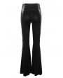 Eva Lady Black Gothic Retro Lace Applique Velvet Flared Pants for Women