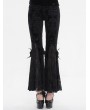 Eva Lady Black Vintage Gothic Velvet Lace Floral Pattern Flared Pants for Women