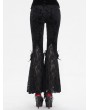 Eva Lady Black Vintage Gothic Velvet Lace Floral Pattern Flared Pants for Women