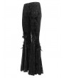 Eva Lady Black Vintage Gothic Velvet Lace Floral Pattern Flared Pants for Women