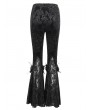 Eva Lady Black Vintage Gothic Velvet Lace Floral Pattern Flared Pants for Women