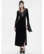 Eva Lady Black Sexy Gothic Velvet Lace Spliced Long Sleeve Party Dress