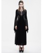 Eva Lady Black Sexy Gothic Velvet Lace Spliced Long Sleeve Party Dress