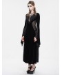 Eva Lady Black Sexy Gothic Velvet Lace Spliced Long Sleeve Party Dress