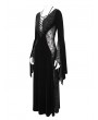 Eva Lady Black Sexy Gothic Velvet Lace Spliced Long Sleeve Party Dress