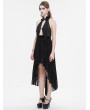 Eva Lady Black Gothic Sexy Open Back Sleeveless High-Low Party Dress