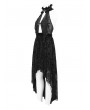 Eva Lady Black Gothic Sexy Open Back Sleeveless High-Low Party Dress