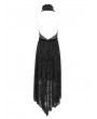 Eva Lady Black Gothic Sexy Open Back Sleeveless High-Low Party Dress