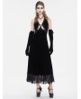 Eva Lady Black Gothic Gorgeous Velvet Sexy Cutout Halter Long Party Dress