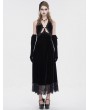 Eva Lady Black Gothic Gorgeous Velvet Sexy Cutout Halter Long Party Dress