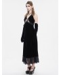 Eva Lady Black Gothic Gorgeous Velvet Sexy Cutout Halter Long Party Dress