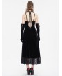 Eva Lady Black Gothic Gorgeous Velvet Sexy Cutout Halter Long Party Dress
