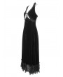 Eva Lady Black Gothic Gorgeous Velvet Sexy Cutout Halter Long Party Dress