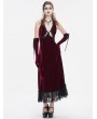 Eva Lady Wine Red Gothic Gorgeous Velvet Sexy Cutout Halter Long Party Dress