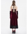 Eva Lady Wine Red Gothic Gorgeous Velvet Sexy Cutout Halter Long Party Dress