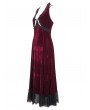 Eva Lady Wine Red Gothic Gorgeous Velvet Sexy Cutout Halter Long Party Dress