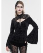 Eva Lady Black Vintage Gothic Velvet Hollow Out Long Sleeve Top for Women