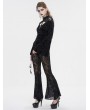 Eva Lady Black Vintage Gothic Velvet Hollow Out Long Sleeve Top for Women