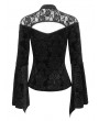 Eva Lady Black Vintage Gothic Velvet Hollow Out Long Sleeve Top for Women