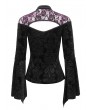 Eva Lady Black and Red Vintage Gothic Velvet Hollow Out Long Sleeve Top for Women