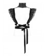 Devil Fashion Black Gothic Velvet Ruffle Cross Belt Body Harness for Women