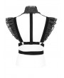 Devil Fashion Black Gothic Velvet Ruffle Cross Belt Body Harness for Women
