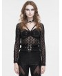 Devil Fashion Black Gothic Buckle Ruffled Lace Girdle for Women
