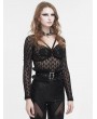 Devil Fashion Black Gothic Buckle Ruffled Lace Girdle for Women