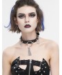 Devil Fashion Black Gothic Punk Metal Ring Leather Choker