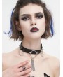 Devil Fashion Black Gothic Punk Metal Ring Leather Choker