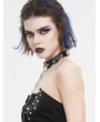 Devil Fashion Black Gothic Punk Metal Ring Leather Choker