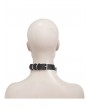 Devil Fashion Black Gothic Punk Metal Ring Leather Choker