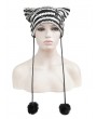 Devil Fashion Black and White Gothic Grunge Striped Crochet Cat Beanie Hat