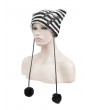 Devil Fashion Black and White Gothic Grunge Striped Crochet Cat Beanie Hat